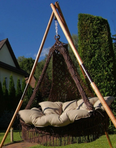 Подвесные качели CARTAGENA (четыре цвета) + каркас МАЙЯ (дерево) BF