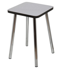 Табурет на хромированных ногах (Белые цветы 2553 / кромка венге)