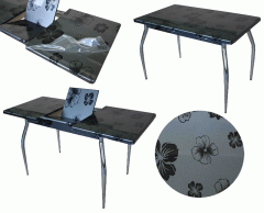 Стол НАДИА 3D (черные цветы)