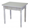 Стол обеденный ЛС-831 с ящиком (Лен 1312/ ноги Белые точеные/кромка+царги белый)