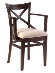 Кресло полумягкое "Соло" венское (Тон 7 Орех темный / ткань:Вивальди 02)