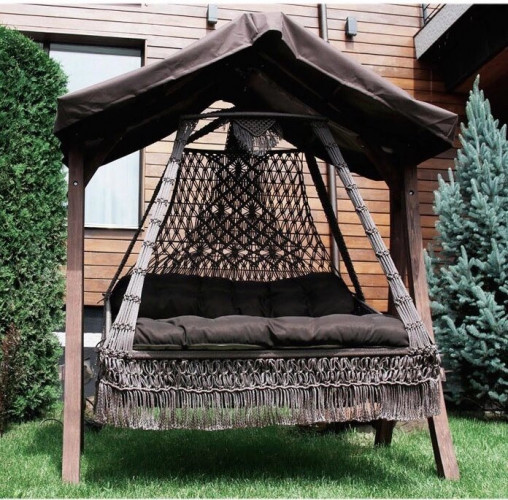 Подвесные плетеные качели СЕАРА с каркасом (комплект) BF