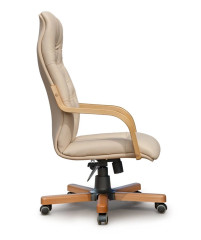 Кресло руководителя Бонд нат кожа корич/дерево МТГ ИМ
