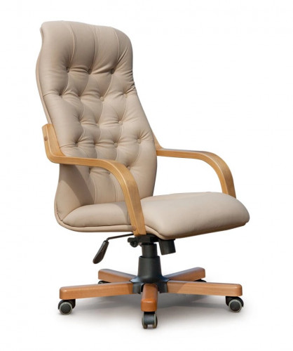 Кресло руководителя Бонд нат кожа крем/дерево МТГ ИМ