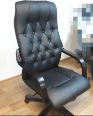 Кресло руководителя Бонд нат кожа зеленая/дерево МТГ ИМ