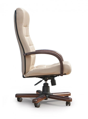 Кресло руководителя Стиль нат кожа крем/дерево, МТГ подл лагуна ИМ