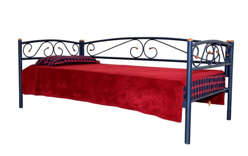 Кушетка Оптима Люкс (90х200/металлическое основание) Синий бархат