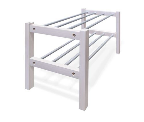 Подставка для обуви Sheffilton SHT-SR9 (дерево-металл/беленый-аллюм. металлик)