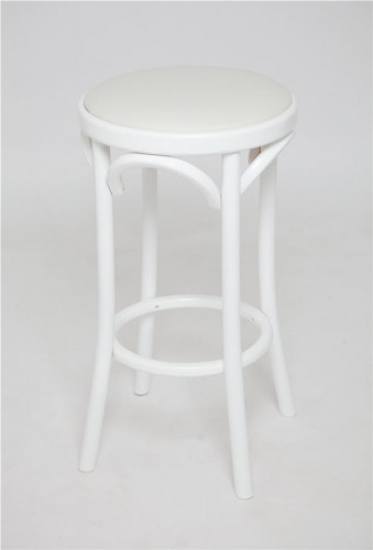 Табурет барный 650 Венский мягкий (белая эмаль, экокожа белая)
