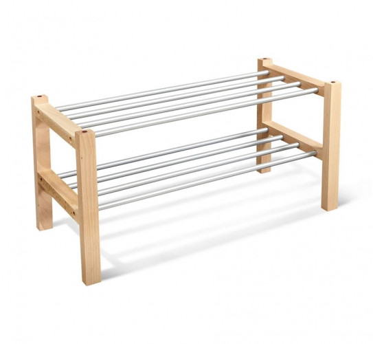 Подставка для обуви Sheffilton SHT-SR9 (дерево-металл/прозрачный лак-аллюм. металлик)