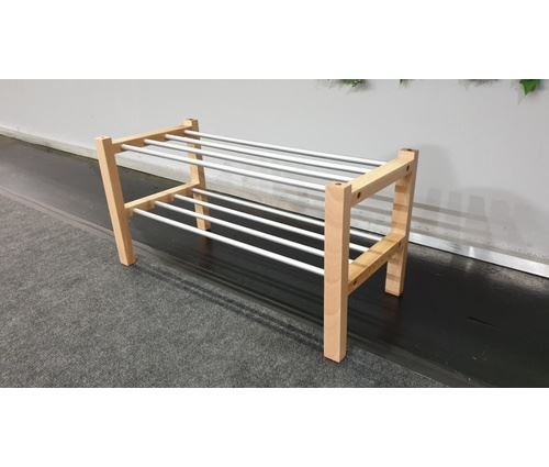 Подставка для обуви Sheffilton SHT-SR9 (дерево-металл/прозрачный лак-аллюм. металлик)