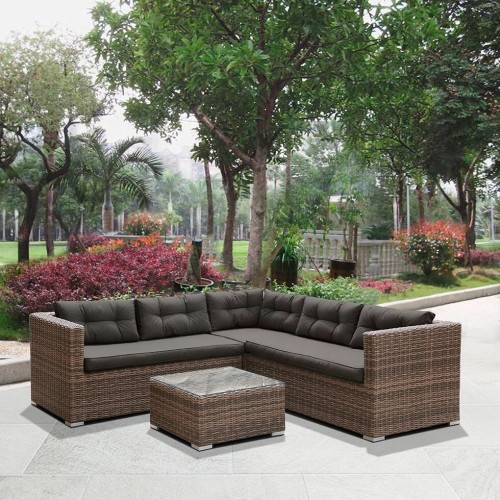 Диван угловой плетеный AFM-303B Brown/Grey