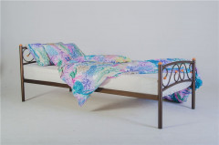 Кровать односпальная Валерия с изножьем (90х200/металлическое основание) Красный лак