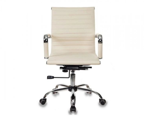 Кресло руководителя CH-883-LOW слоновая кость экокожа хром