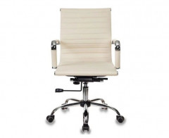 Кресло руководителя CH-883-LOW слоновая кость экокожа хром