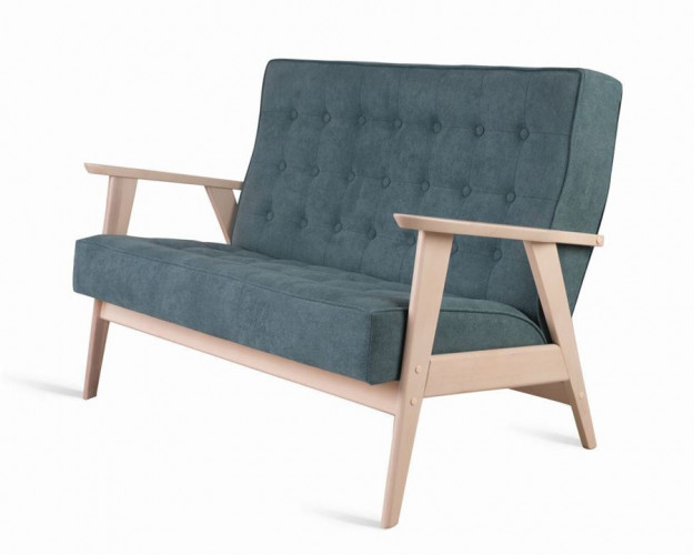 Диван двухместный РЕТРО (беленый дуб / RS 29 - бирюзовый)