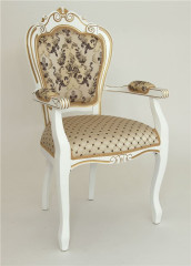 Кресло "КАРДИНАЛ" п/м (Белый матовый/ткань CREAM 110+109) патина золото