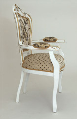 Кресло "КАРДИНАЛ" п/м (Белый матовый/ткань CREAM 110+109) патина золото