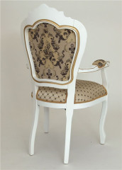 Кресло "КАРДИНАЛ" п/м (Белый матовый/ткань CREAM 110+109) патина золото