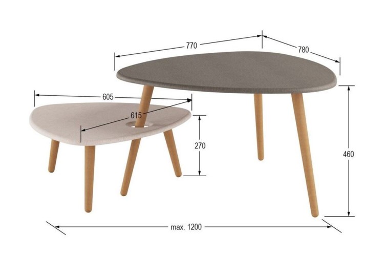 Стол журнальный "Стилгрей" (Серый лен/бежевый лен)