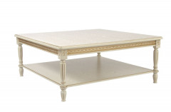 Стол журнальный "Луиджи-16" (слоновая кость 1013/патина золото / 110х110хН45)