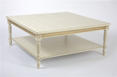 Стол журнальный "Луиджи-16" (слоновая кость 1013/патина золото / 110х110хН45)