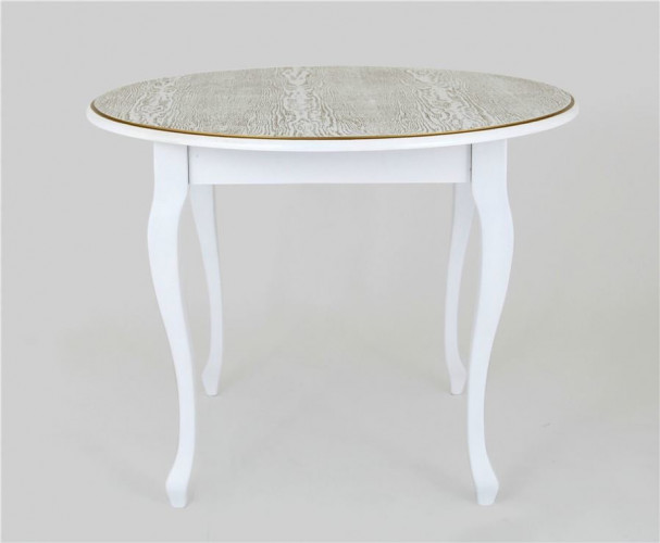 Стол обеденный "1000-D"(круглый/ матовый + патина золото) Белый RB