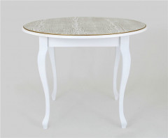 Стол обеденный &quot;1000-D&quot;(круглый/ матовый + патина золото) Белый RB