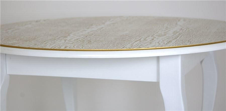 Стол обеденный "1000-D"(круглый/ матовый + патина золото) Белый RB