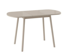 РАУНД стол раздвижной со стеклом 94(124)х64, Капучино/Капучино