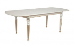 Стол овальный "Милорд-170" (90х170х220 / Слоновая кость/патина золото)