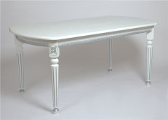 Стол овальный "Милорд-170" (90х170х220 / белый/патина серебро)