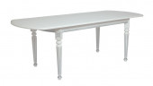Стол овальный "Милорд-170" (90х170х220 / белый/патина серебро)