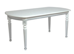 Стол овальный "Милорд-170" (90х170х220 / белый/патина серебро)