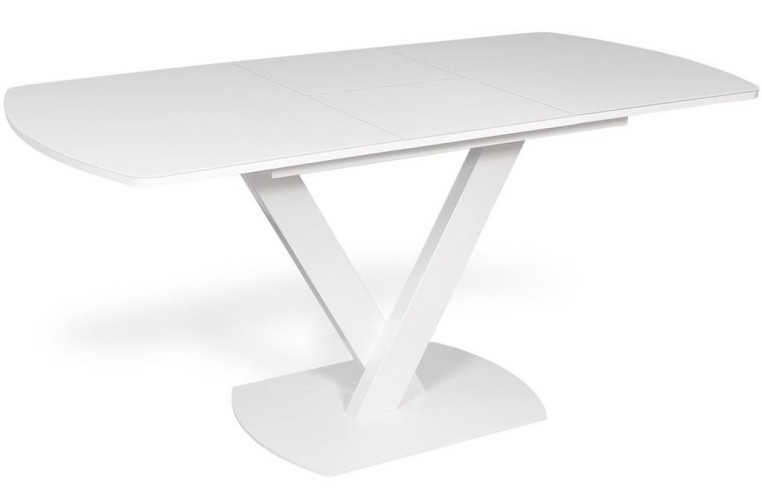 Стол раздвижной со стеклом "ANTON-120"  (Белый оптивайт / Белый) 120(160)х80