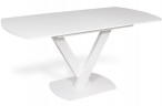 Стол раздвижной со стеклом "ANTON-120"  (Белый оптивайт / Белый) 120(160)х80