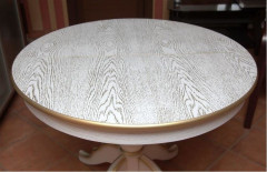 Стол обеденный Круглый d91(Белый/патина золото/массив березы, МДФ, ШПОН) RB