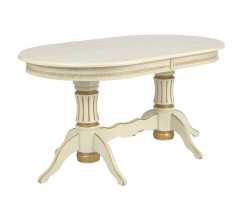 Стол овальный "Милорд-150" (90х150х200 / слоновая кость 1013/патина золото)