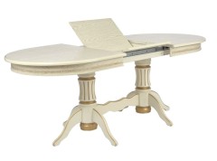 Стол овальный "Милорд-150" (90х150х200 / слоновая кость 1013/патина золото)