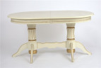 Стол овальный "Милорд-150" (90х150х200 / слоновая кость 1013/патина золото)