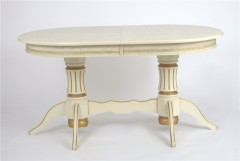 Стол овальный "Милорд-150" (90х150х200 / слоновая кость 1013/патина золото)