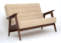 Диван двухместный РЕТРО (темный тон / RS 03 - бежевый)