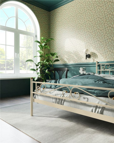 Кровать "Франческа" с изножьем (140х200/ноги металл/цвет Бежевый)