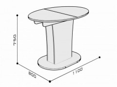 Стол раскладной "TURIN" овальный (белый/Глянец)