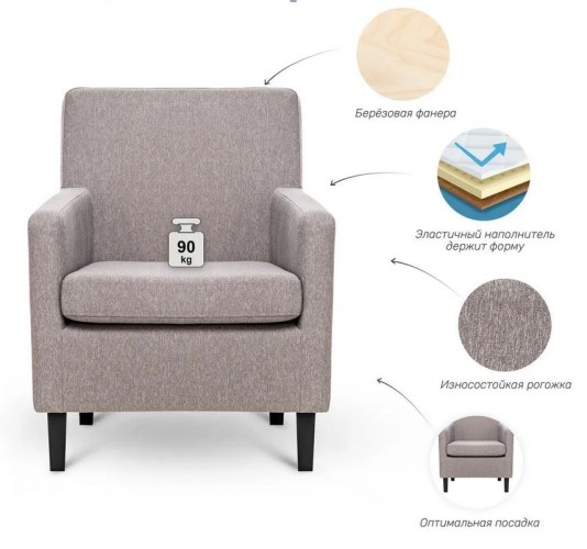 Кресло "Флетчер" (Чёрный / ткань Kiton 02)