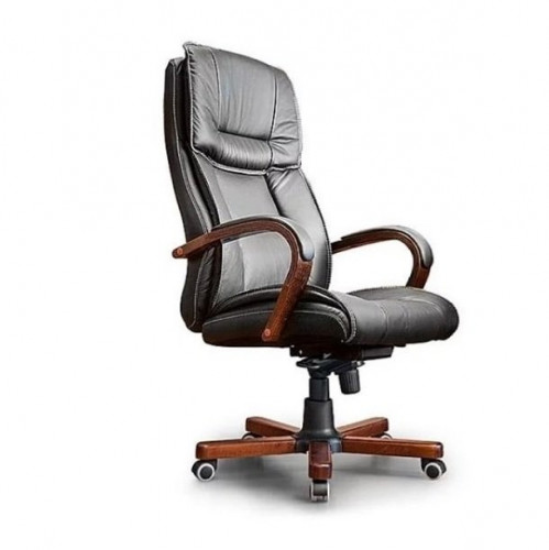 Кресло руководителя Орлеан нат кожа черная МБ дерево ИМ