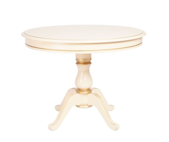 Стол "Фабрицио-1" раздвижной (D 1000 / Цвет дерева: Тон 10 Слоновая кость RAL 1015 + патина золото)