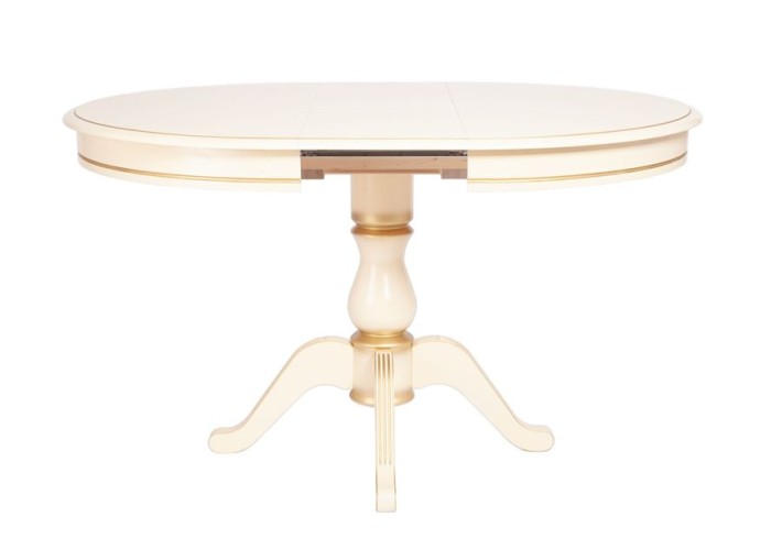 Стол "Фабрицио-1" раздвижной (D 1000 / Цвет дерева: Тон 10 Слоновая кость RAL 1015 + патина золото)