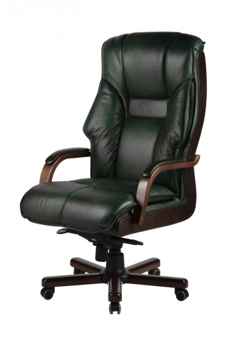Кресло руководителя Честер нат кожа зеленая/дерево
