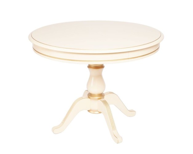 Стол "Фабрицио-1" раздвижной (D 820 / Цвет дерева: Тон 10 Слоновая кость RAL 1015 + патина золото)